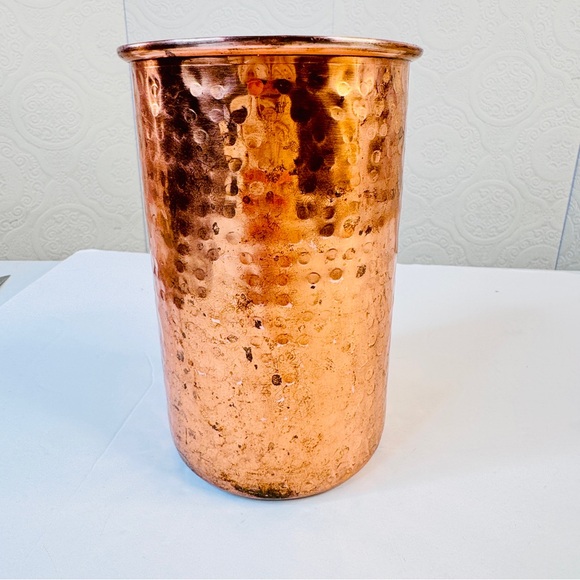 Hammered Copper Kitchen Utensils Holder Canister Cottage Farm Patina - Picture 3 of 5